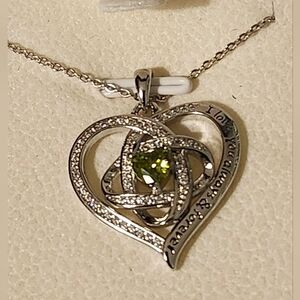 Love Knot Heart Necklace for Women, 925 Sterling Silver Birthstone